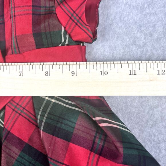 George Baby Dress 12M Red Plaid Check Ruffle Cap Sleeve Bowtie Flare Party Gown - Picture 9 of 15